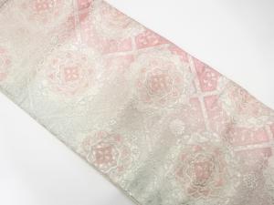 アンティーク　華紋に斜め格子・花唐草模様織り出し袋帯（材料）